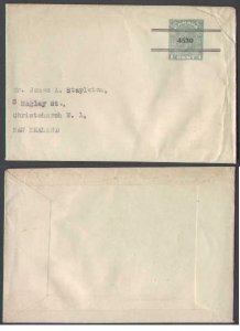 Canada-cover #4537-1c KGV stationery [private order] precancelled-to New Zealand