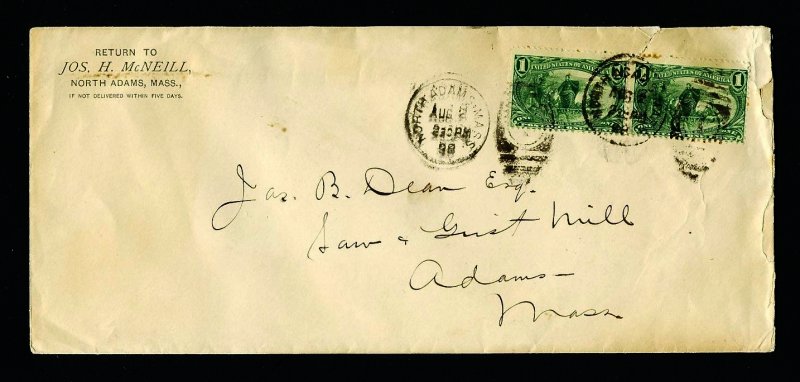 # 285 pair from Jos. H. McNeill, North Adams, MA to Adams, MA - 8-2-1898