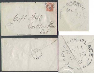 Canada-covers #8438 - 3c Small Queen with fancy cancel - Leeds County - Brockv