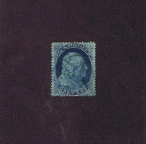  SC# 24 USED 1C FRANKLIN 1857, PARTIAL BLUE CDS CCL, 2019 PSAG CERT GRADED XF 90