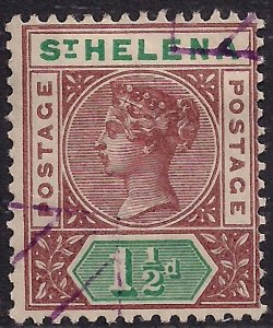 St Helena 1890 - 97 QV 1 1/2d brown & Green Used SG 48 ( H312 )