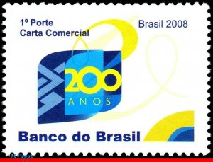 3033 BRAZIL 2008 BANK OF BRAZIL, 200 YEARS, HISTORY, RHM C- 2725, MNH