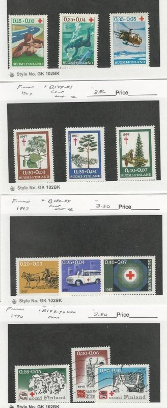 Finland, Postage Stamp, #B176-8, B179-84, B188 Mint LH, B189-90 Used, 1966-70