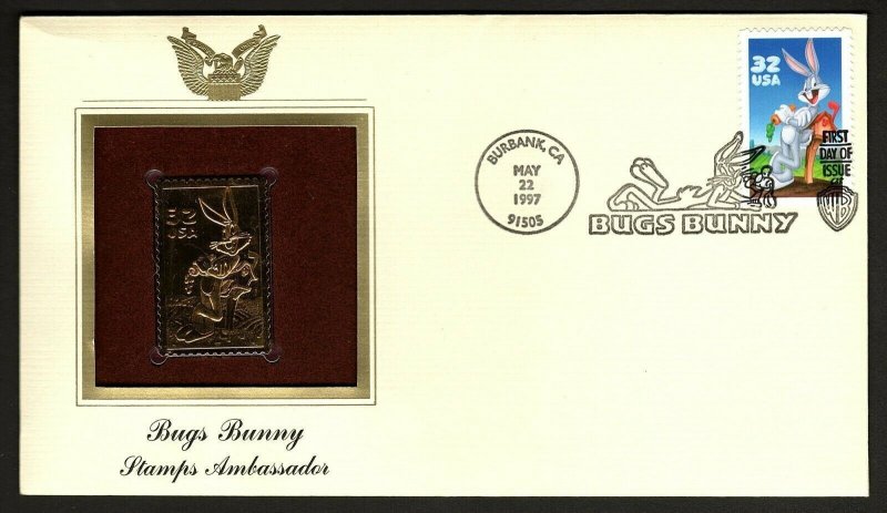 U.S. #3137 22kt Gold Bugs Bunny Stamps Ambassador FDC