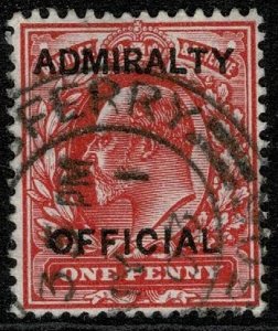 KEVII Admiralty Official 1903 1d Scarlet Wmk. 49 (Imp. Cr) used S.G. O102 (2)