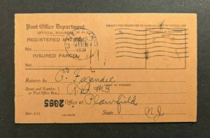 1931 Post Office Official Business Registered Insured Receipt Cover Newark NJ