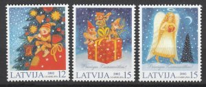 Latvia 2002 Christmas 3 MNH stamps 