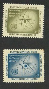 United Nations-New York;  Scott 59-60; 1958; Unused; NH; Complete Set