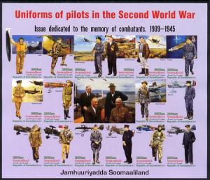 Somaliland 2011 Uniforms of Pilots in World War II imperf...