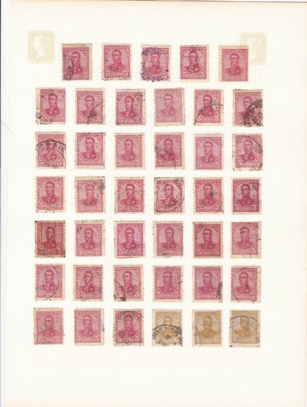 argentina stamps & cancel study page  stamps from 1908 ref r12981