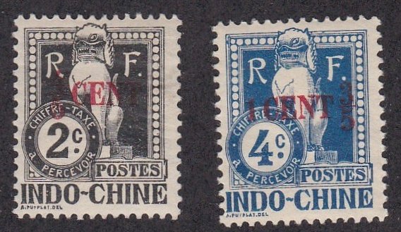 Indo-China # J19-19, Postage Due - Surcharges,  Hinged, 1/3 Cat.