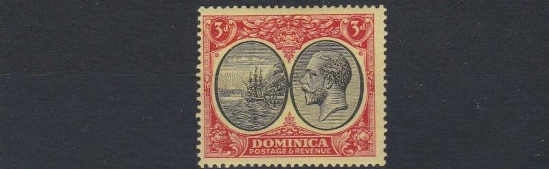 DOMINICA  1923 - 33   S G  80    3D   BLACK  &  RED/YELLOW            MH  