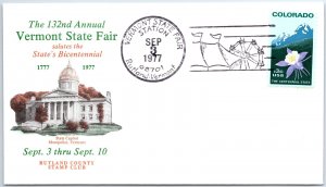 US SPECIAL POSTMARK EVENT COVER 132nd ANNUAL VERMONT STATE FAIR RUTLAND 1977 A