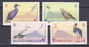 Gibraltar, Scott cat. 591-594. Birds-World Wildlife Fund.