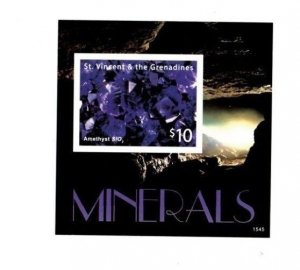 St. Vincent 2015 - Minerals, Amethyst - Imperf - Souvenir Stamp Sheet - MNH