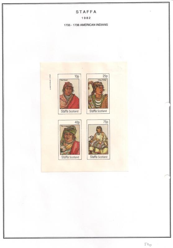 SCOTLAND - STAFFA - 1982 - American Indians #4 - Imperf 4v Sheet -MLH