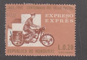 Honduras # CE3, Mailman on motorcycle, Used