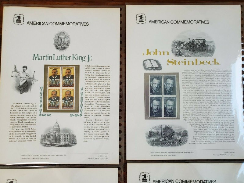 US 1979 Complete Year Set #105-121 USPS Commemorative Stamp Panels SCV $163.75