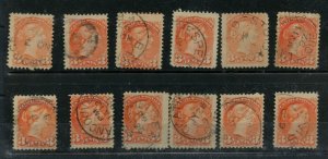 ?  Dated copies etc. three cent Small Queen lot used Canada