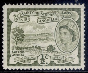 ST CHRISTOPHER, NEVIS & ANGUILLA QEII SG106a, ½c deep olive, M MINT.