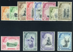 Swaziland 1956 QEII set complete superb MNH. SG 53-64. Sc 55-66.