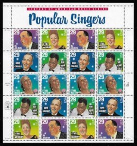 SCOTT  2849-53  POPULAR SINGERS  29¢ PANE OF 20  MNH