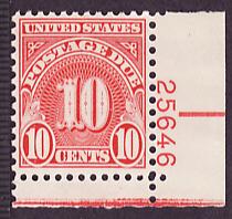 J84 Postage Due MNH plate # single