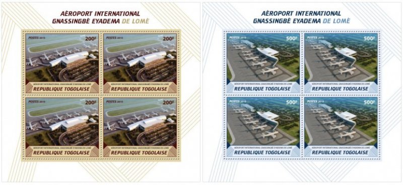 TOGO - 2015 - Lome International Airport - Perf 2 x 4v Sheets- Mint Never Hinged