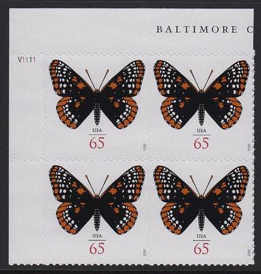 2012 Checkerspot Butterfly Sc 4603 MNH plate block *