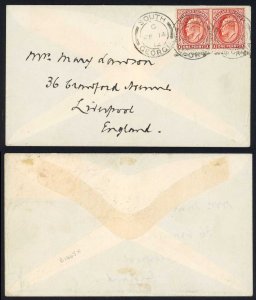 FID 1912 1d Pair with South Georgia underprints on COVER Very Fine and RARE