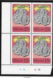 St.Vincent  #1073b  East Caribbean Currency Block of 4 (MNH) CV $1.00