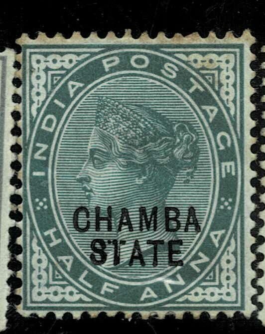 India - Chamba - QV 1887 - 1/2AS  - SG1B - 8TATE RARE