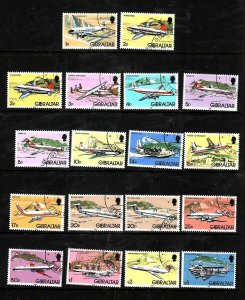 Gibraltar-Sc#416-30- id5-used set + 417a,420a,425a-Planes-Aircraft-1982-