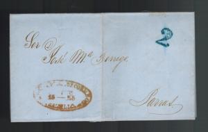 1855 Saltillo Mexico Stampless Letter sheet Cover to Parras