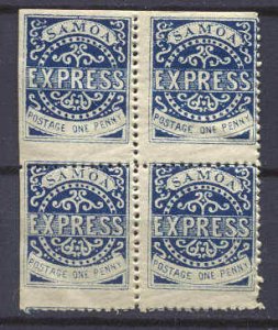 Samoa 1/ MNH bl.of 4(3 stamps creased)