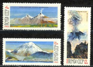 Russia Sc# 3117-3119 MH 1965 Kamchatka Volcanoes