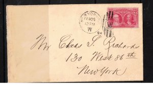 USA #244 Very Fine Used On Cover To NY With NY Feb 1894 Duplex Date Stamp