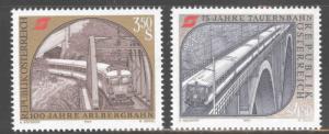 Austria Osterreich Scott 1289-90 MNH**  1984 railroad set