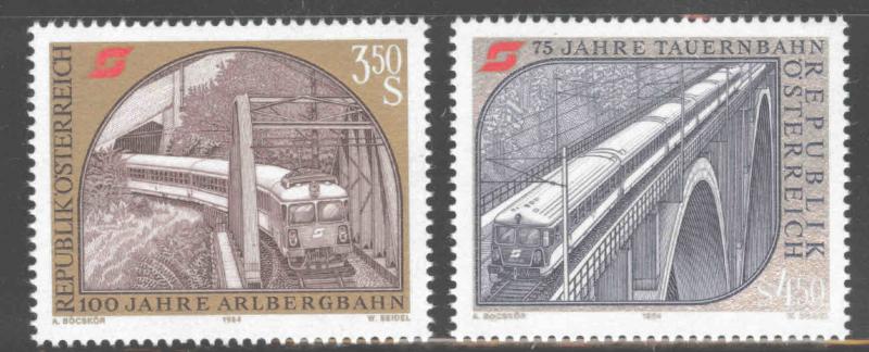 Austria Osterreich Scott 1289-90 MNH**  1984 railroad set