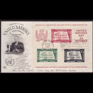 UN-NEW YORK 1955 - FDC - 38 S/S UN Charter