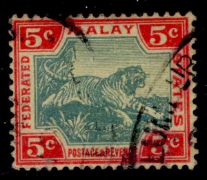 MALAYSIA - Fed Malay EDVII SG39e, 5c green & carm/pale yell, FINE USED. Cat £20.