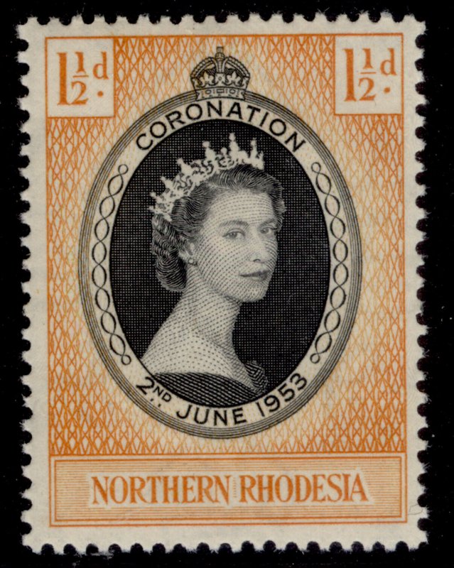 NORTHERN RHODESIA QEII SG60, 1½d 1953 CORONATION, NH MINT.