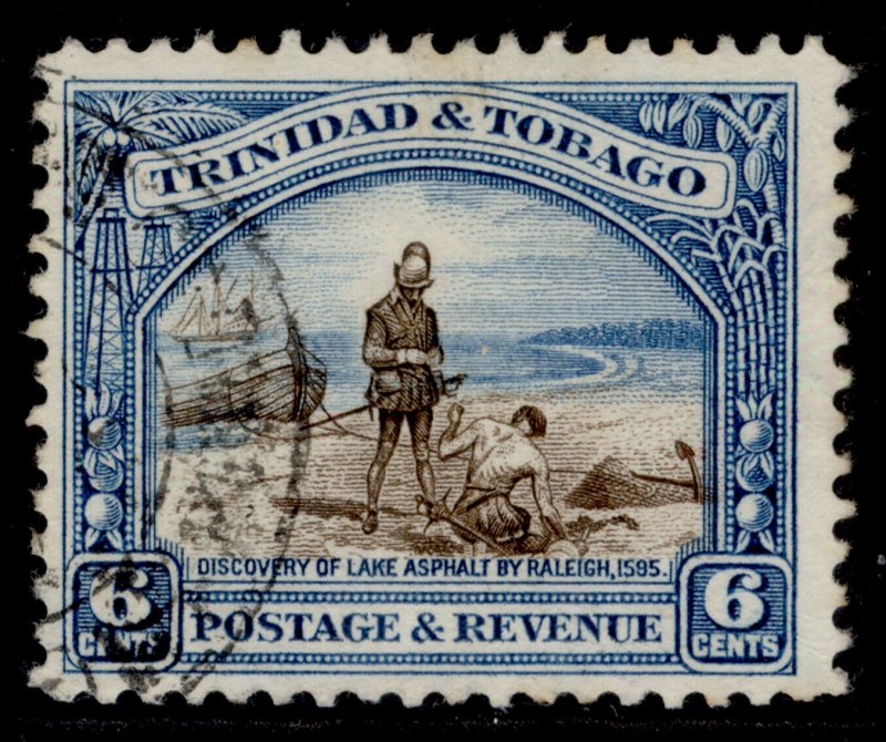 TRINIDAD & TOBAGO GV SG233, 6c sepia & blue, FINE USED.