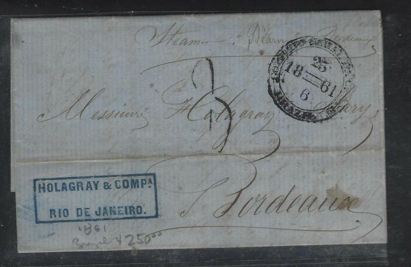 BRAZIL  (PP2701B) 1861 BRITISH PO IN BRAZIL   TO FRANCE