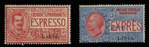 Italian Colonies, Libya #E1-2 Cat$217.50, 1915-16 Special Delivery, set of tw...