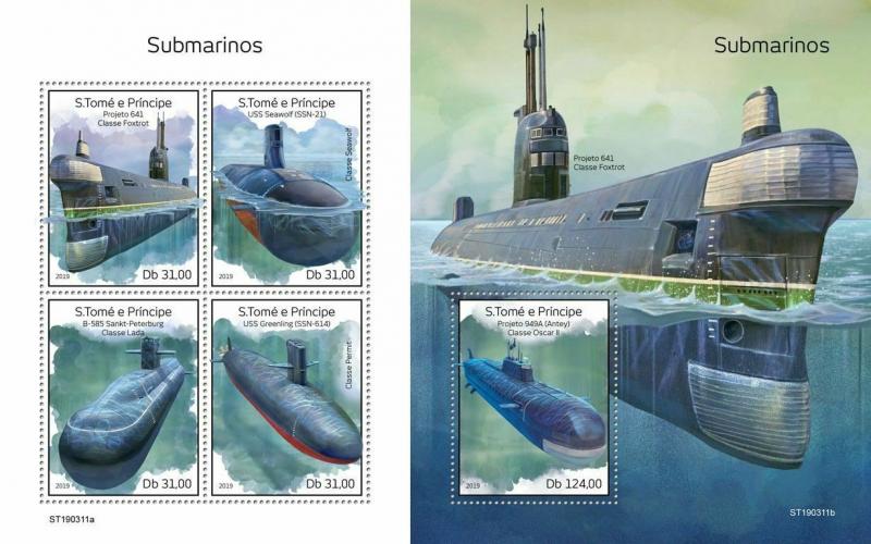 Z08 ST190311ab Sao Tome and Principe 2019 Submarines MNH ** Postfrisch