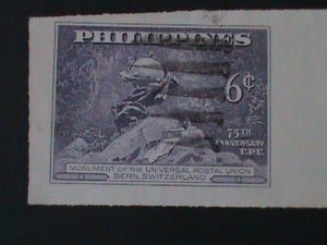 PHILIPPINES-1949-SC#534 a-b 75TH ANNIV: UPU IMPERF PAIR FANCY CANCEL-VERY FINE