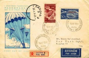 Parachute ,Airplane by Yugoslavia FDC Sc C48-49