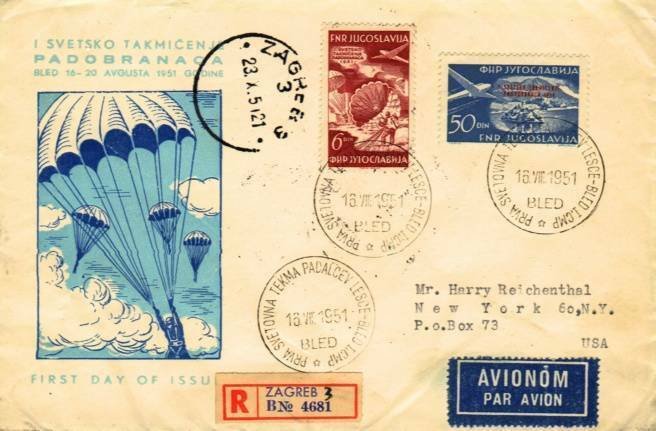 Parachute ,Airplane by Yugoslavia FDC Sc C48-49