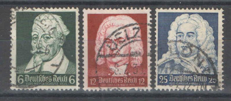 Germany 1935 Sc# 456-458 Schulz-Bach-Handel set Used VF